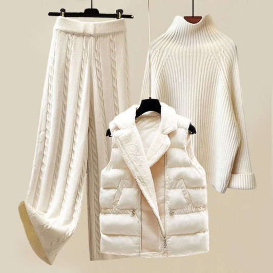 Bianca™ - Elegante Set Invernale a Coste in 3 Pezzi